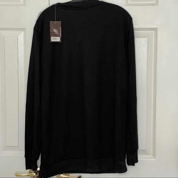 Marx & Dutch Men's Black large oversized Pull-over Long Sleeve Shirt - Picture 5 of 8